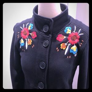 Johnny Was embroidered knit jacket
